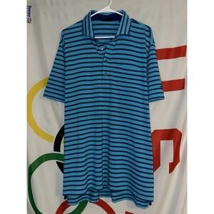 Greyson Golf Polo Shirt Mens XL Blue Striped Short Sleeve Performance Bali Hai